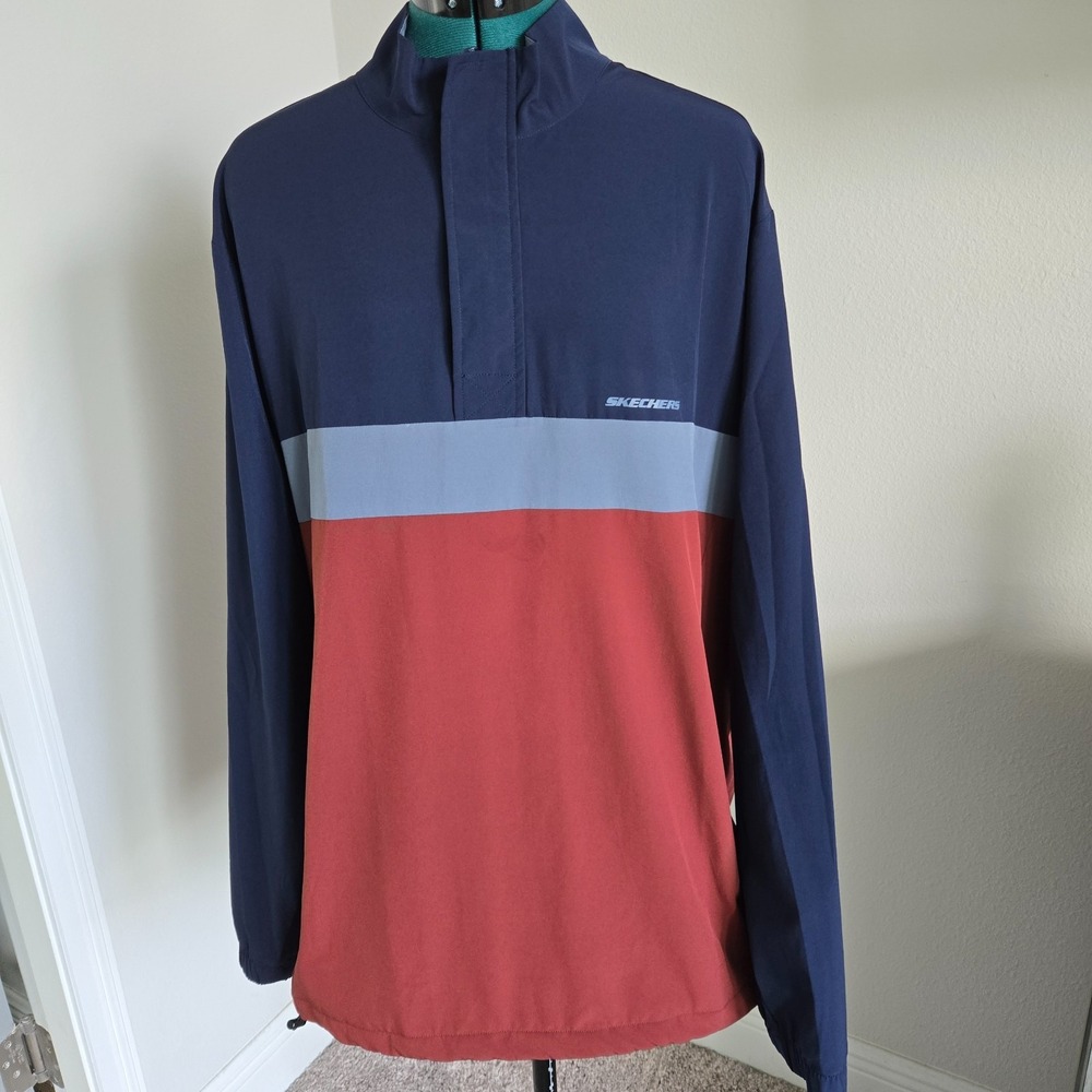 Skechers 1/4 Zip Pullover Men XL Multicolor Colorblock Drawstring Waist Top